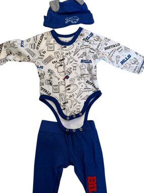 NFL Buffalo Bills Baby Onesie Pants Hat Set, Size 3-6 Months